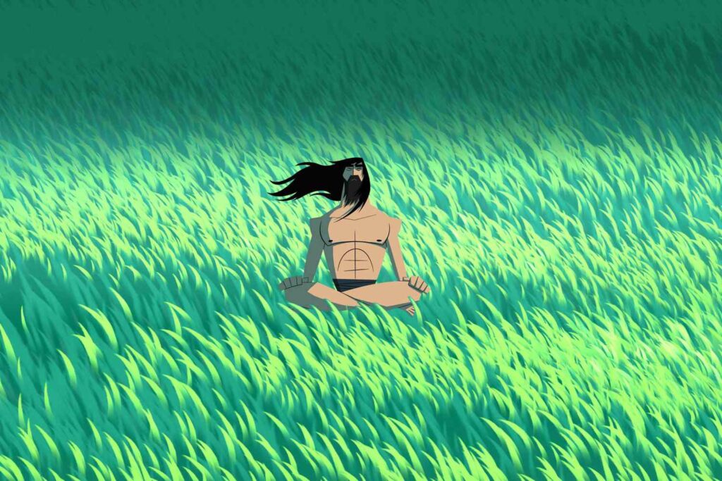 Jack meditates in the field