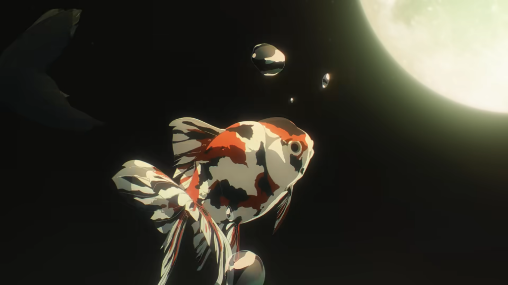 a gold fish from the kagurabachi anime