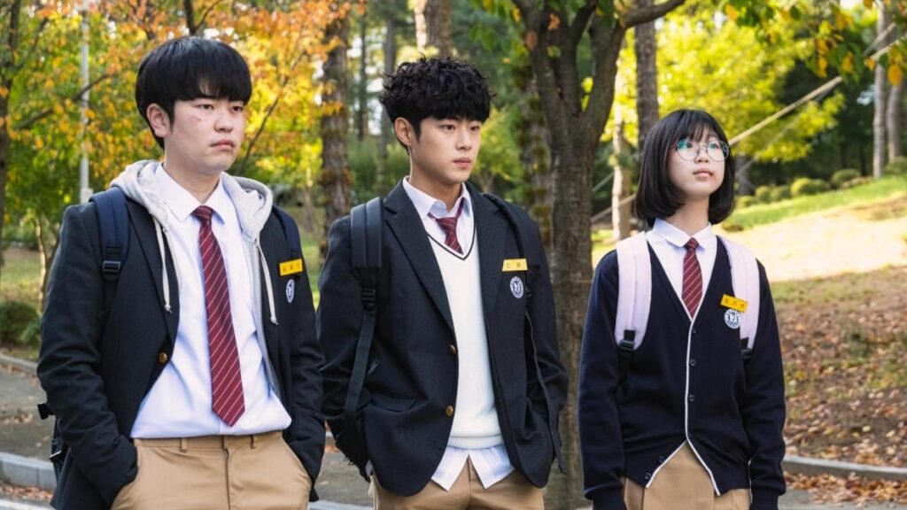 A still from the uncanny counter with three students