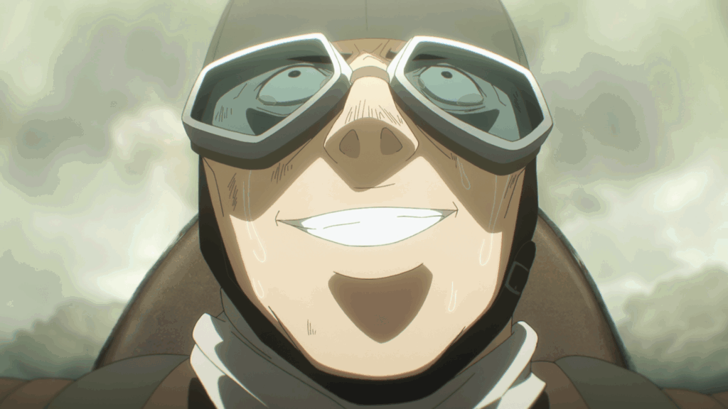 A pilot smiling from saga tanya the evil anime 