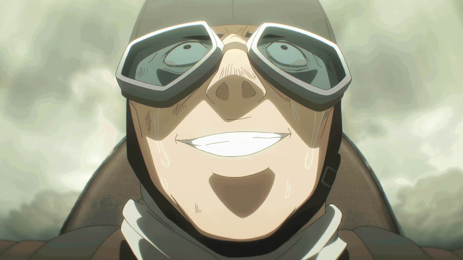 A pilot smiling from saga tanya the evil anime