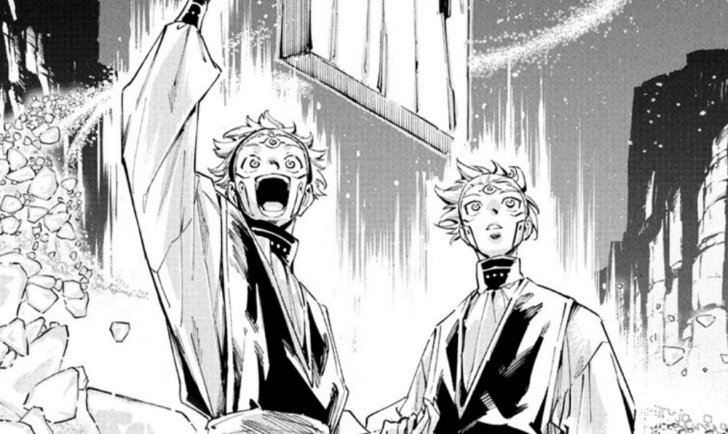 Maru and Cross creating the spaceship to find another planet to live on in Jujutsu Kaisen Modulo