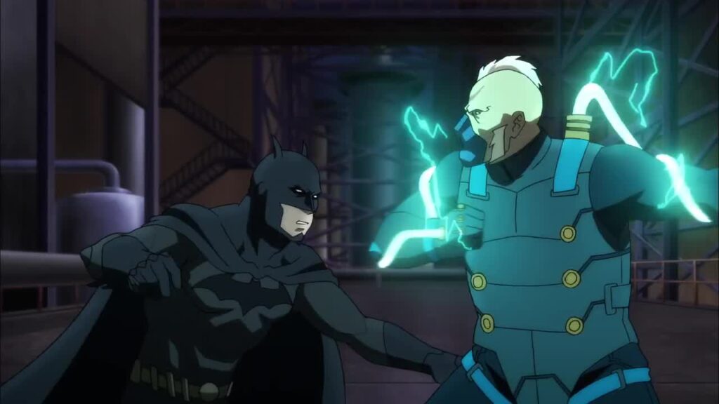 Batman fights a villain