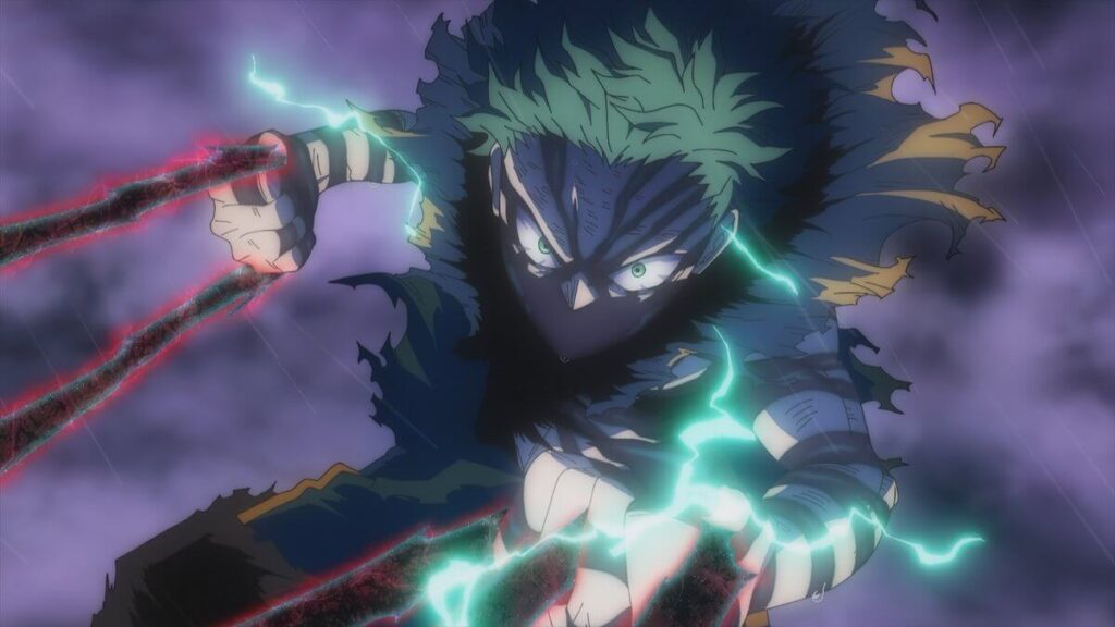 Midoriya fighting in my hero academia