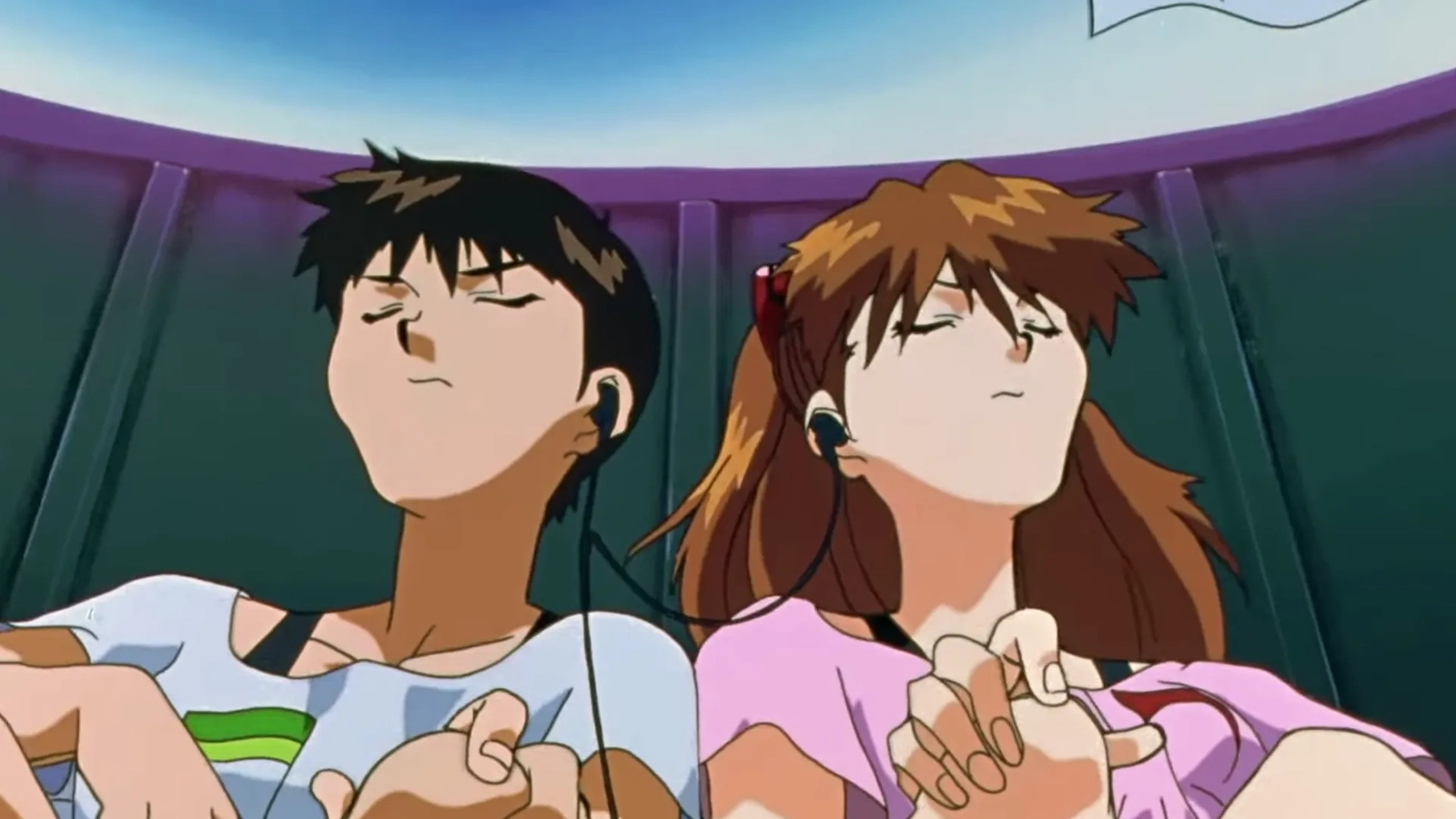 shinji and asuka listening to music