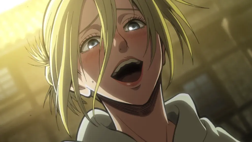 10 Deadliest Fighters in Attack on Titan, Ranked 5 Annie laughing in Attack on Titan anime
