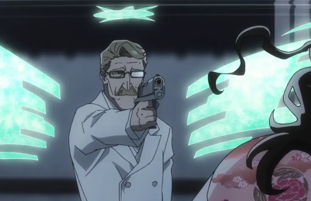 Robert using his gun