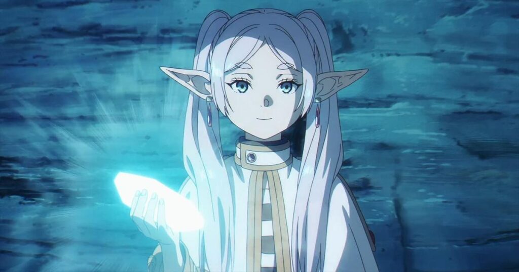 Frieren with a magic rock