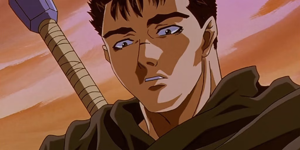guts is staring at something in the original adaptation