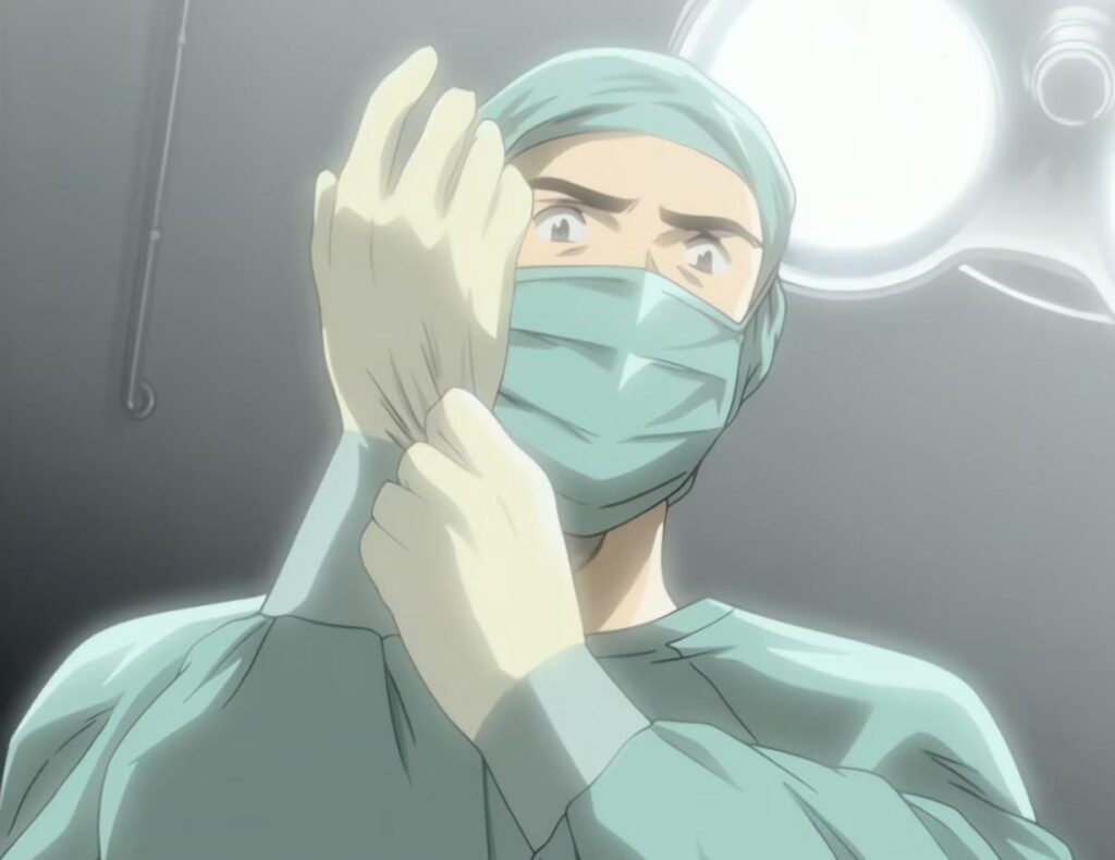 Dr Tenma about to do surgery in anime monster